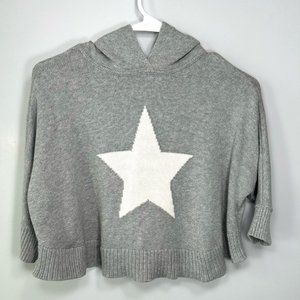 GAP Kids Gray Long Sleeve Sweater Poncho with White Star Pattern-Size 5T
